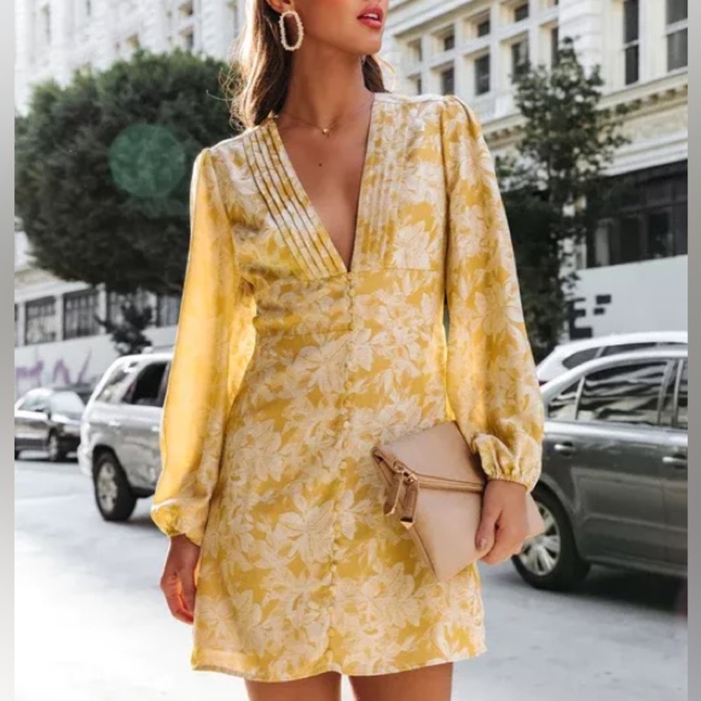 Vici - Rare Kind Floral Mini Dress - Yellow - XL